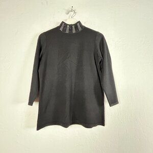 Carmen By Carmen Marc Valvo Womens Black Rhinestone Collar Sweater Top Medium
